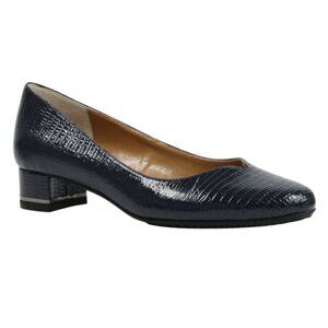 J. Renee Bambalina Lizard Print Patent Navy Blue Pump Shoe Sz 12